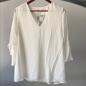 Calvin Klein White V-Neck Blouse